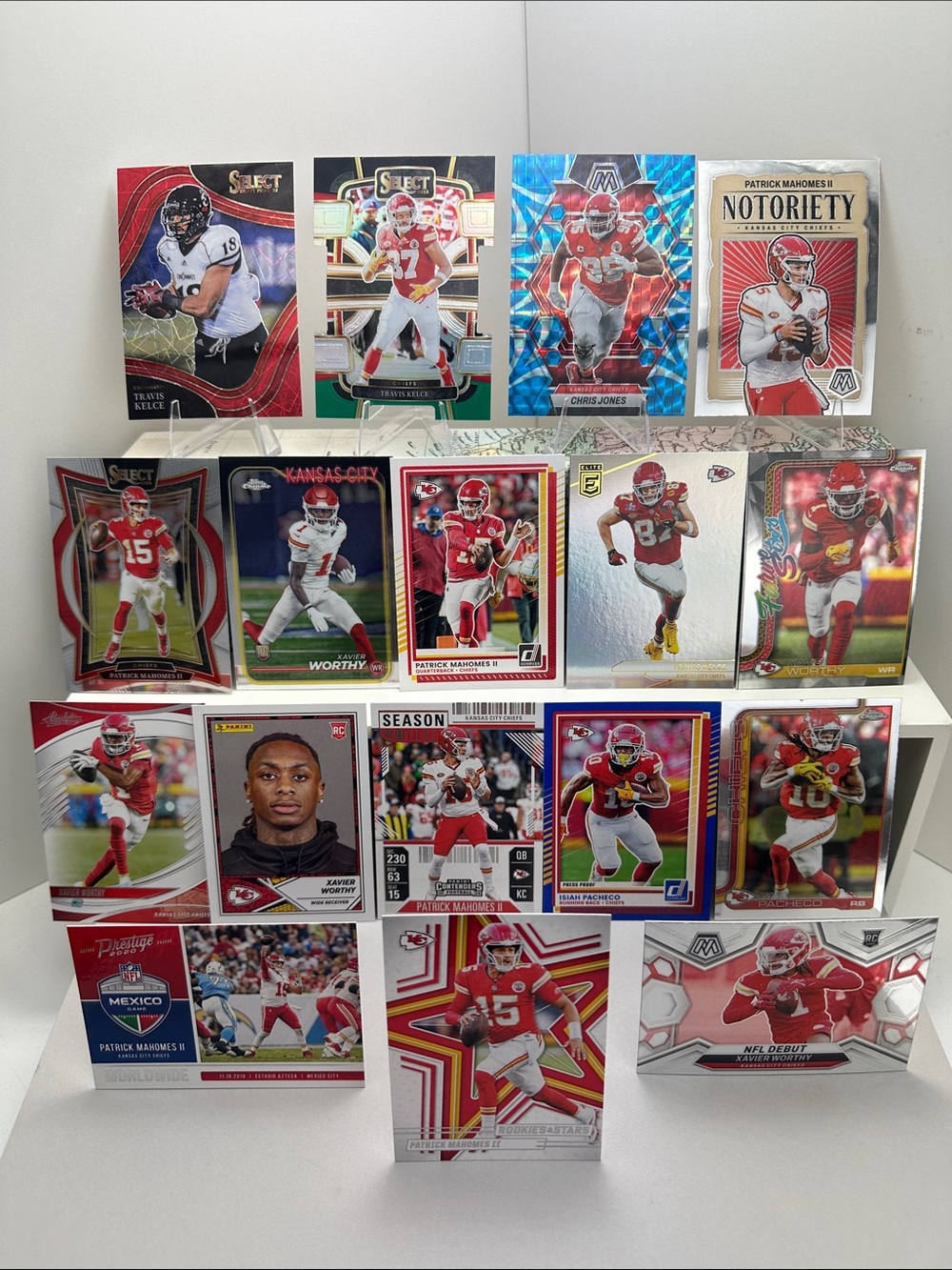 Patrick Mahomes Chiefs lot of 17 w/ 3 Xavier Worthy Rookies + Travis Kelce/Jones